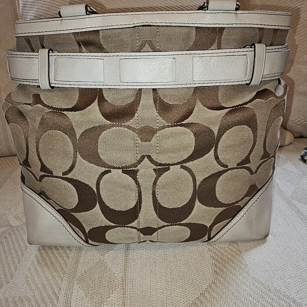 Coach Hampton Signature Python Tote - Picture 2 of 9